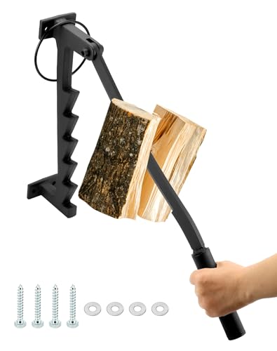 QWORK® Holzspalter Manuell, Kohlenstoffstahl Wandmontage Holzspalter Splitter, Geeignet für Outdoor, Zuhause, Camping von QWORK