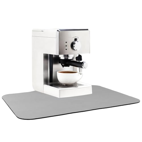 QWORK® Kaffeemaschine Abtropfmatte, 30x40cm, Geschirr abtropfmatte, rutschfeste Abtropfmatte für Küche, Kaffeemaschine, Grau von QWORK