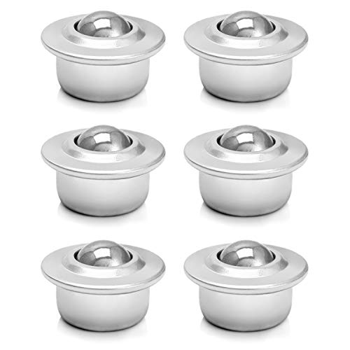 QWORK® Kugelrollen mit Stahlkugel, Universal-Basis Förderband Walze Ball, 16mm, 6 Stück von QWORK
