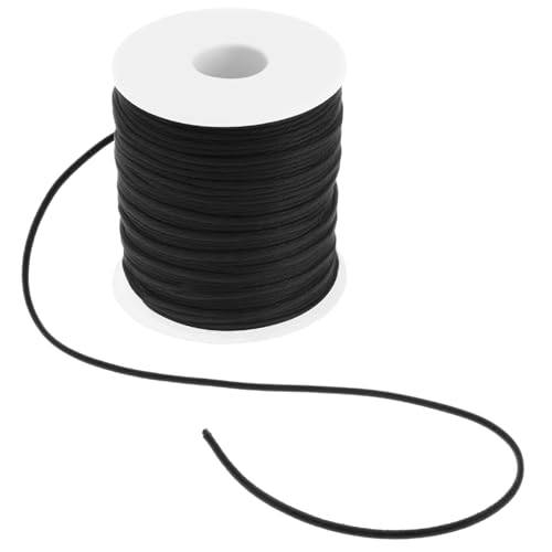 QWORK® Lederschnur, 3mmx45m Schwarze Kunstlederschnur, für Schmuckherstellung, Armbänder & Kunsthandwerk von QWORK