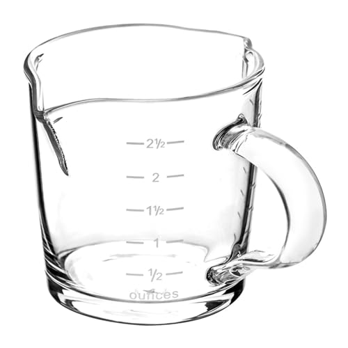 QWORK® Messbecher Glas, Messbecher mit Doppelauslässe und Griff, 70 ml Milchbecher, für Espresso, Cocktails, Milch von QWORK