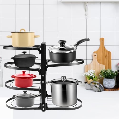 QWORK® Pfannen Organizer, Pfannenhalter, Töpfe und Pfannen Organizer, Pfannen-Organizer für den Schrank mit 6 Verstellbaren Fächern von QWORK