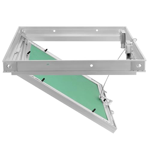 QWORK® Revisionsklappe Revisionstür 300x300mm mit 12.5mm Gipskartoneinlage und Aluminiumrahmen, Feuchtraumgeeignet von QWORK