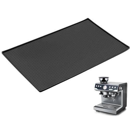 QWORK® Unterlage Silikonmatte 48 x 30 cm Unter Kaffeemaschine, Anti-Rutsch Unterlage zur Stabilisierung der Kaffeemaschine - Schwarz von QWORK