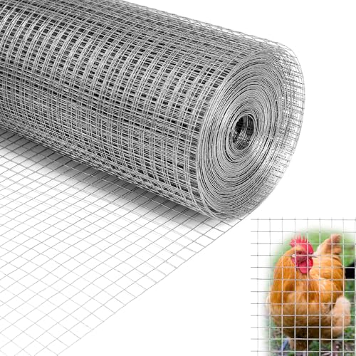 QWORK® Verzinktes Drahtgitter, 1 x 20 m Maschendrahtgeflecht, 12.7 mm Löcher Drahtgitter Feinmaschig, Maschendrahtzaun, für Hühnerställe, Kaninchengehege von QWORK