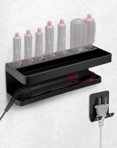 QWORK® Wandhalterung Halter Organizer Kompatibel mit Dyson Airwrap Lockenstab Zauberstab Fässer Bürsten - Eloxiertes Aluminium von QWORK