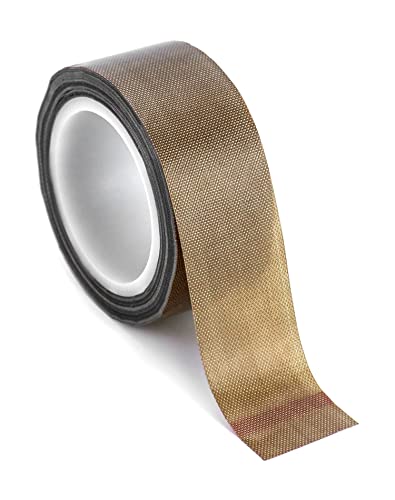 QWORK® 1 Stück 0,13 mm Dicke Teflonband Selbstklebend PTFE Glasgewebeband, Hochtemperaturband -196~300°C, 25mm x 10M von QWORK