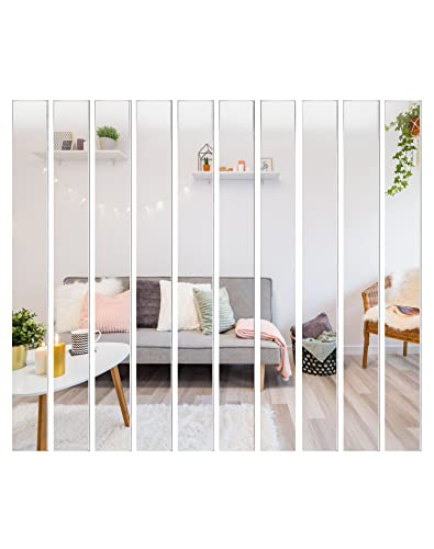 QWORK® 10 Stück Wandspiegel Selbstklebend 50 x 5 cm Lang Spiegel Ganzkörperspiegel Wanddekoration für DIY Heimdekoration QWORK® 10 Stück Wandspiegel Selbstklebend 50 x 5 cm Lang Spiegel Ganzkörperspiegel Wanddekoration für DIY Heimdekoration von QWORK