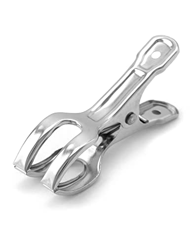 QWORK® 12 Stück Edelstahl Handtuchklammern Windbeständig Große Federklemmen für Strandtuch, Badetuch, Bettwäsche und Dicke Kleidung (8.5 cm) von QWORK