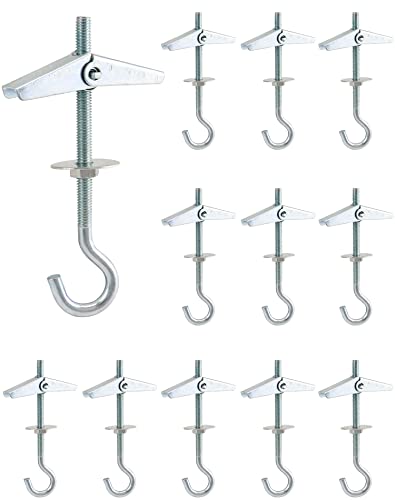 QWORK 12 Stück Federklappdübel, M5 x 90 mm, Hakendübel Decke aus Kohlenstoffstahl, für Hängende Pflanzen, klappdübel für Gipskartondecken QWORK 12 Stück Federklappdübel, M5 x 90 mm, Hakendübel Decke aus Kohlenstoffstahl, für Hängende Pflanzen, klappdübel für Gipskartondecken von QWORK