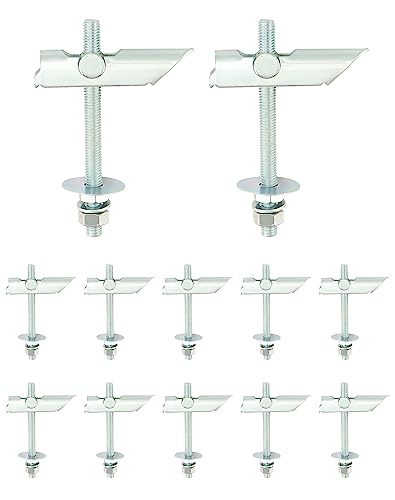 QWORK® 12 Stück M8x100mm Schwerlast Kippdübel aus Verzinkter Kohlenstoffstahl, Trockenbaudübel zum Aufhängen Schwerer Gegenstände auf Trockenbau und Decken von QWORK