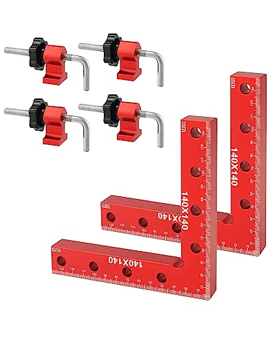 QWORK® 2 Set 90 Grad Positionierwinkel Aluminiumlegierung Winkelspanner Eckenspanner für Holzbearbeitungs, Schränke, Bilderrahmen, Boxen (140 mm) von QWORK