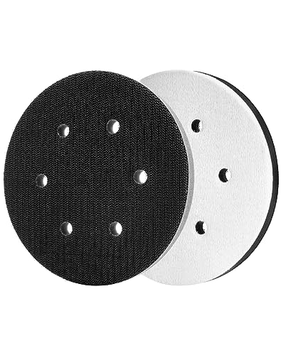 QWORK® 2 Stück 150 mm Schwamm Interface Pad Klett Kissen Pad für Schleifteller (6 Löcher) von QWORK