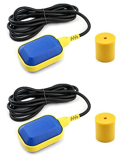 QWORK® 2 Stücke 3m Kabel Wasserstandsregler, Rechteckige Schwimmerschalter, für Wassertank, Schmutzwasserpumpe von QWORK