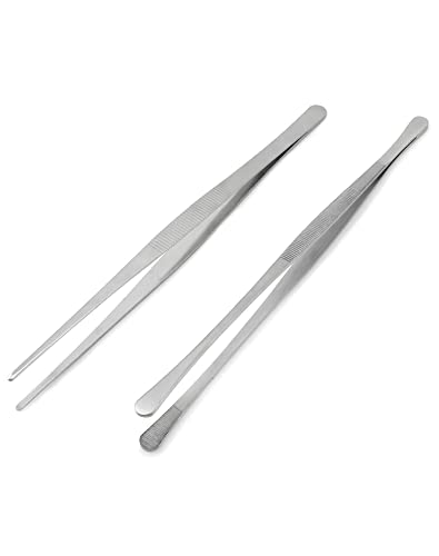 QWORK 2 Stücke lange pinzette lang aus Edelstahl, rund und spitz, grillpinzette, kochpinzette, 30 cm QWORK 2 Stücke lange pinzette lang aus Edelstahl, rund und spitz, grillpinzette, kochpinzette, 30 cm von QWORK