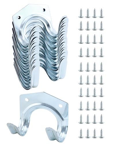 QWORK® 20 Stück Gartengerätehalter Garagenhaken, Doppelhaken Werkzeughalter mit 40 Schrauben für Garage, Garten Schuppen Werkstatt von QWORK