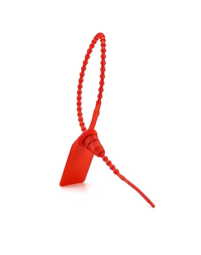QWORK® 200 Stück Kabelbinder mit Beschriftungsfeld, Selbstsichernde Schild für Kabelmanagement und Schuhe Kleidung Gepäckanhänger Verwendet (Rot) von QWORK