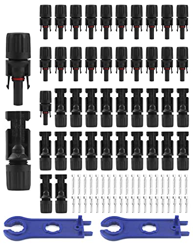 QWORK® 22 Paar Solarpanel Stecker IP67 PV Männlich Weiblich Stecker mit 2 Schraubenschlüssel, Kompatibel mit 2.5/4/6mm² Solarkabel von QWORK