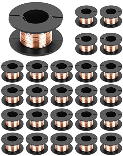 QWORK 25 Rollen Kupferlackdraht 0,1mm Durchmesser 8m Länge Kupferdraht zum Anschließen oder Löten von QWORK