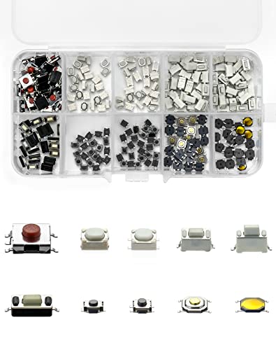 QWORK® 250 Stück Mikroschalter 10 Werte, Taktile Druckschalter, Micro Switch, mit Kunststoffbox, für Auto Fernbedienung Schlüssel QWORK® 250 Stück Mikroschalter 10 Werte, Taktile Druckschalter, Micro Switch, mit Kunststoffbox, für Auto Fernbedienung Schlüssel von QWORK