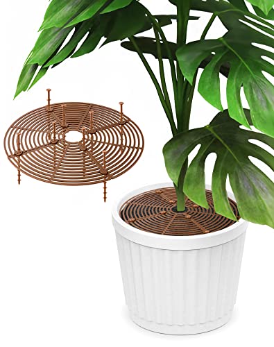 QWORK® 2er-Pack 30 cm Blumentopf-Schutzgitter Schneidbare Abdeckungen mit 10cm Befestigungsnägel, Pflanzenerde vor Kindern und Haustieren Schützen von QWORK