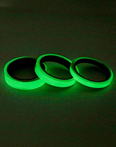 QWORK® 3 Stück Fluoreszierende Klebeband, Wasserdicht Leuchtband Selbstklebend für Nachtwarnschilder Bühnendekorationen, 1cm/1.5cm/2cm x 5M von QWORK