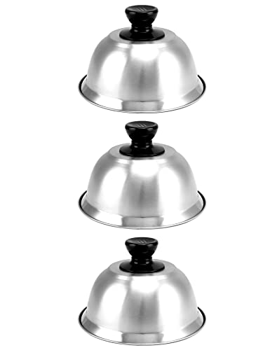 QWORK® 3 stück burgerhauben, burgerglocke, Edelstahl, mit handhaben,16 x 10 cm, für Burger, Steak QWORK® 3 stück burgerhauben, burgerglocke, Edelstahl, mit handhaben,16 x 10 cm, für Burger, Steak von QWORK