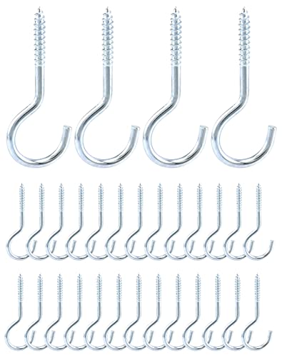 QWORK® 30 Stück Schraubhaken M6 x 85 mm, hakenschraube, Kohlenstoffstahl verzinkt, ideal für feste Kabel, Hängematten, Markisen, Hängesessel von QWORK