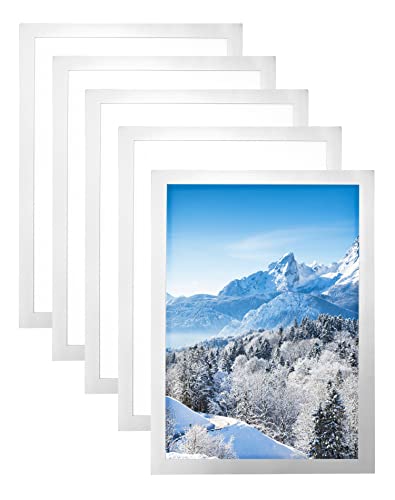 QWORK® 5 Stk Magnet Bilderrahmen, Dokumentenhalter mit Magnetverschluss Passend für A4-Zertifikate, Anzeigen, Bilder, Fotos (Silver) von QWORK