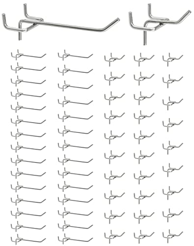 QWORK® 60X Lochwandhaken, Stecktafel Haken Werkzeugwand Haken für Verkaufsdisplays (5cm, 10cm) von QWORK