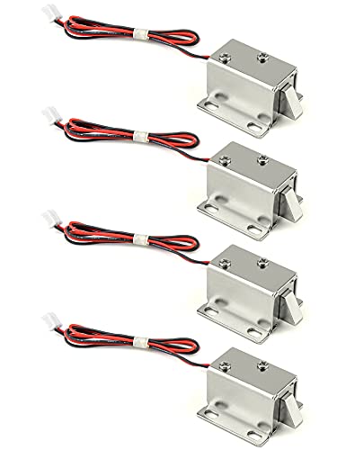 QWORK DC12V Solenoid Elektromagnetische Elektroschloss , für Sicherheitssystem Safes Türschrank Schranktür , 4 Stück von QWORK