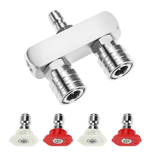 QWORK Dual Hochdruckreiniger Spitzen, 2 in 1 Hochdruckdüsen Set mit 0° & 40° Winkel, 5000 PSI, 1/4 Zoll Quick Connect von QWORK