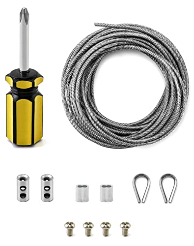 QWORK® Edelstahldrahtseil 6 m/2 mm, Drahtseil Set, M2 Crimpschlaufe, M2 Drahtseil Hülsen, für Zeltleinen, Wäscheleinen von QWORK