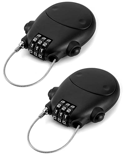 QWORK Einziehbares Kabelschloss, 2 Stück Sicherheits-Passwortschloss Stahlkabel Gepäckschlösser von QWORK