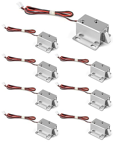 QWORK Elektromagnetisches Magnetschloss, 8 Stück, Mini-Türschublade, Zunge nach unten, DC 12 V, schlankes Design, Montage für Schranktür, Schublade, Sicherheitsschloss von QWORK