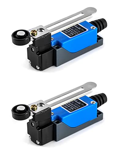 QWORK® Endschalter, 2 Stück ME-8108 Einstellbarer Rollenhebelarm-Endschalter, NC + NO (DPDT), CNC-Fräser von QWORK