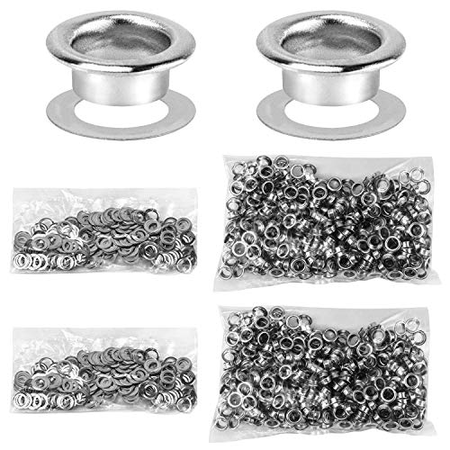 QWORK Grommet Werkzeug Kit, 1000 Stück Grommet Ösen und 1000 Stück Ösen Scheiben, 6mm (1/4 Zoll), für Schuhe Kleidung Leder Stoff Planen, Silber von QWORK