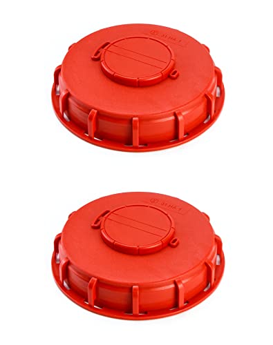 QWORK® IBC Tankdeckel, IBC Wassertank Vented Deckel Cap, Tank Zubehör Kunststoff Rot 163mm (# A, 2 Stück) von QWORK