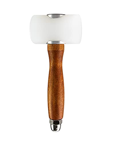 QWORK® Leder Schnitzhammer Nylon Hammer, Holzhammer in T-Form mit Holzgriff für Lederverarbeitung, Leder Handwerkswerkzeug von QWORK