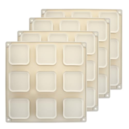 QWORK Silikon-Seifenformen, 4 Stück, 9 Mulden, quadratische Schokoladen-Backform von QWORK