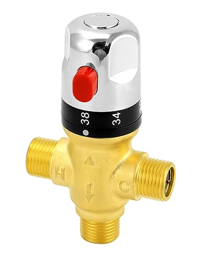 QWORK® Thermostatventil für Dusche G1 / 2, Thermostat-Mischer, Messing mischbatterie dusche thermostat von QWORK