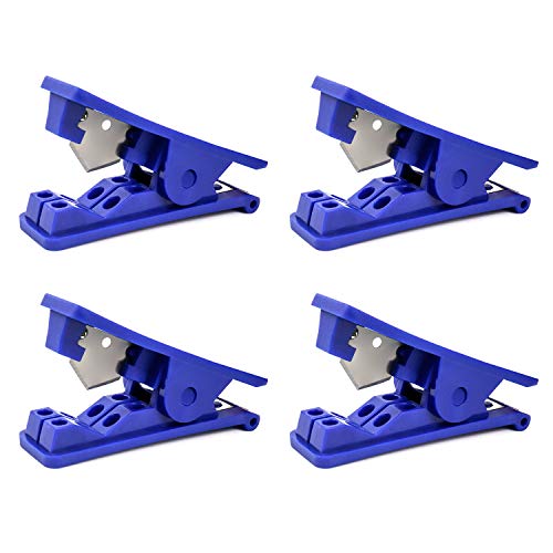 QWORK® 4 Stück PVC-Rohrschneider Nylon Kunststoff Schlauchschneider für bis zu 12.7mm OD PU PE Rohr, Blau von QWORK