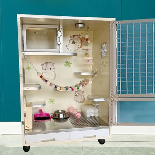 Frettchenkäfig – Chinchilla-Käfig verhindert das Entkommen mit abnehmbarem Tablett und breiten Plattformen, Anti-Kauen, leicht zu reinigen, für Chinchillas/Meerschweinchen/Kaninchen/große Hamster von QWPOFISN