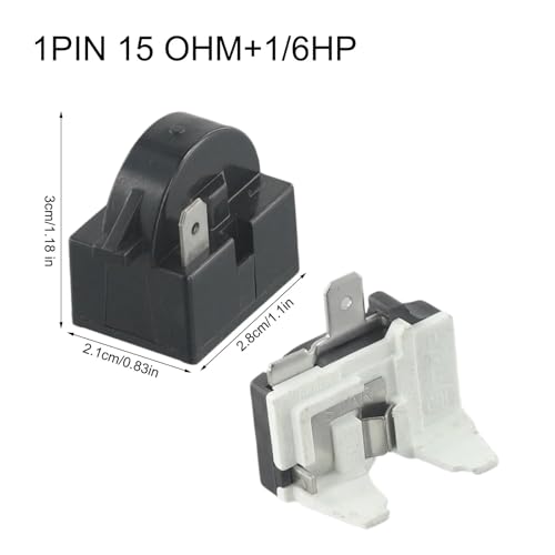 1pc Kühlschrank Starter Überlast Schutz for Kühlschrank PTC Starten Relais 1/2 Pin 15 Ohm + 1/6H Kompressor Überlast Schutz(1Pin 15 Ohm) von QWQZQKWDA