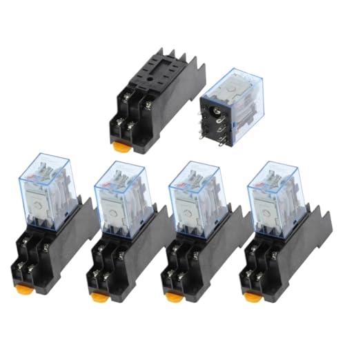 5 x AC DC 12 V 24 V 36 V 110 V 220 V 380 V 5A Spule DPDT 8 Pins Rotlicht Allzweck-Leistungsrelais mit Basis MY2NJ MY2P HH52P(DC 36V) von QWQZQKWDA
