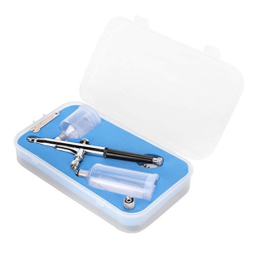 Airbrush Set Pneumatisch, Double Pot Spraypistole 0,3mm, 20cc/40cc Kapazität - Präzise Steuerung, Korrosionsbeständig, Für Nail Art und Modellmalerei von QWUUYEC