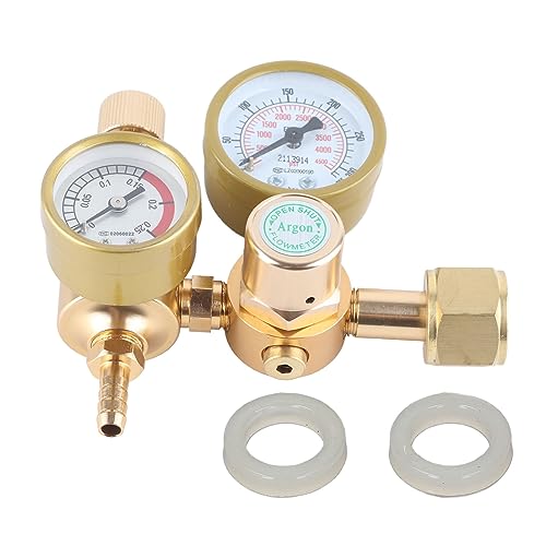 Argon CO2 Regler, Messing MIG TIG Druckminderer mit 0-4500PSI Anzeige, CGA580 15/16 Zoll Innengewinde - Präzise Gasregelung, Dual Manometer, Für Schweißgeräte und Schutzgas Argon CO2 Regler, Messing MIG TIG Druckminderer mit 0-4500PSI Anzeige, CGA580 15/16 Zoll Innengewinde - Präzise Gasregelung, Dual Manometer, Für Schweißgeräte und Schutzgas von QWUUYEC