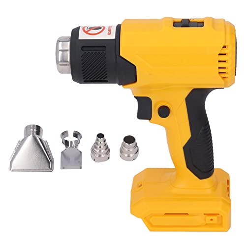 Cordless Heat Gun Adjustable Temperature Portable Handheld Rechargeable Heating Machine with 4PCS Nozzle for Automotive Film, Car Repair (Gelb) von QWUUYEC