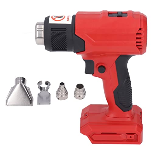 Cordless Heat Gun Adjustable Temperature Portable Handheld Rechargeable Heating Machine with 4PCS Nozzle for Automotive Film, Car Repair (Rot) von QWUUYEC