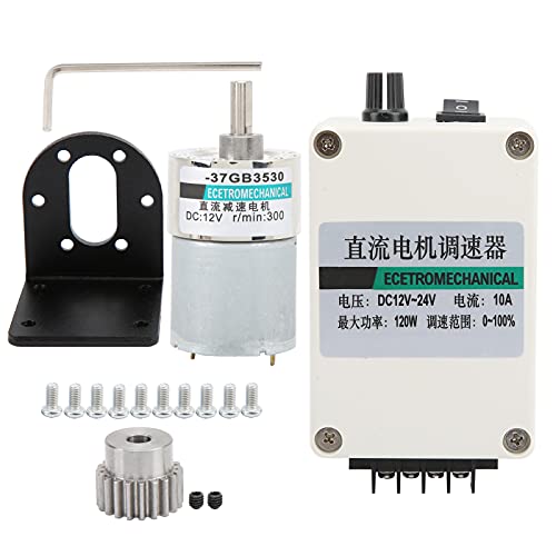 DC Getriebemotor 12V mit Halterung, Einstellbare Drehzahl 100rpm, CW/CCW - Hochwertiges Metallgetriebe, Überlastschutz, Für CNC und Mikromotor Anwendungen (Typ 3) von QWUUYEC